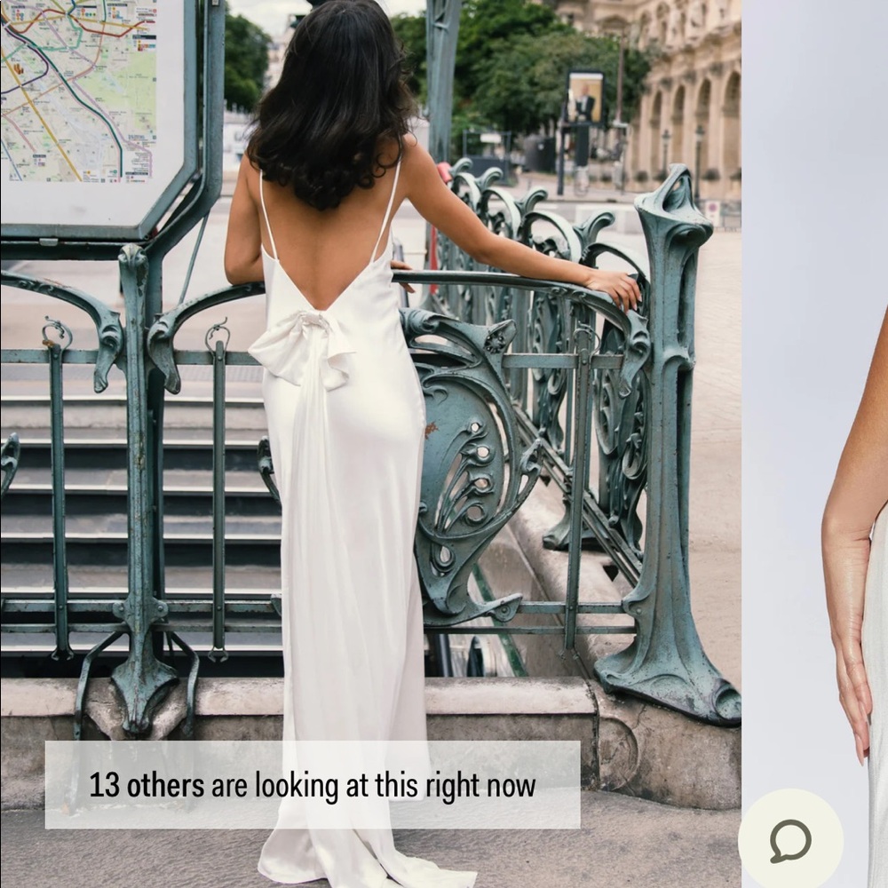 Meshki Kailey Low Back Maxi Dress With Detachable Bow Train - White
Size: XS